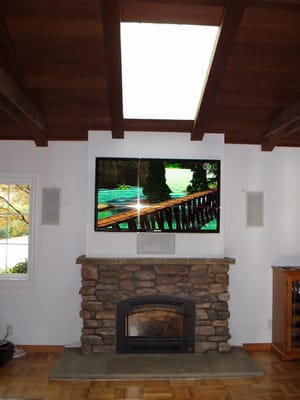 Skylight, Gas Fireplace Insert with Stone Work,TV with ...