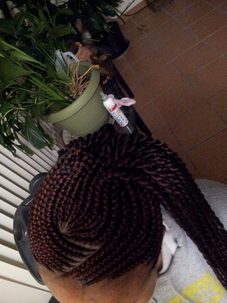 Ghana Single Braids With Corn Rows Black Hairstyle and Haircuts