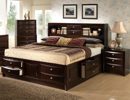  storage bed with bookcase headboard available in queen or king size