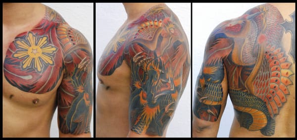 Tribal Sun Chest Tattoo