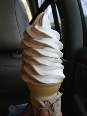 Small chocolate/vanilla swirl cake cone | Yelp